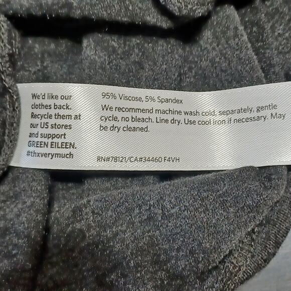 Eileen Fisher Long Sleeve Dress Small Charcoal Gray Heather Jersey Knit A-Line - Picture 9 of 10